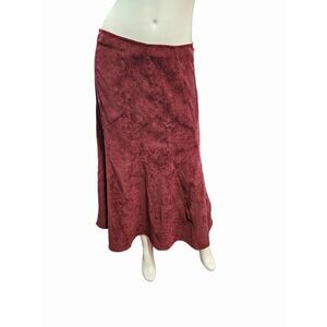 Christopher & Banks Maroon Faux Suede Maxi Skirt Womens Size 8